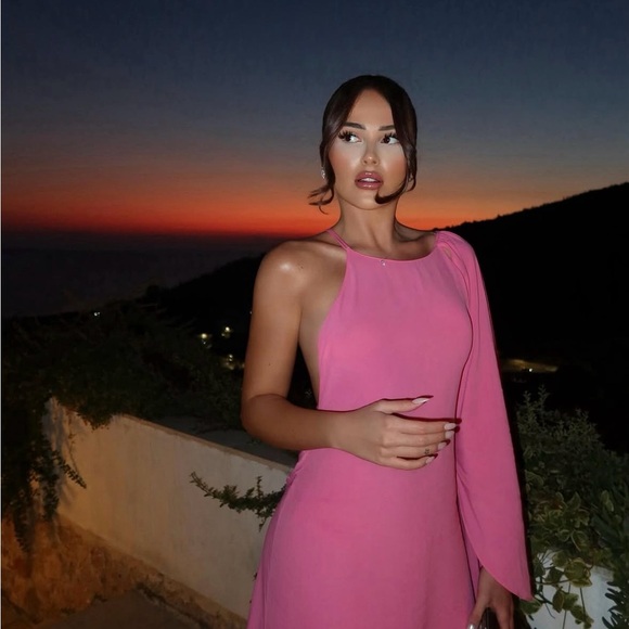 Zara dress cape oversize kimono blogger pink maxi long wedding party summer - Picture 2 of 13